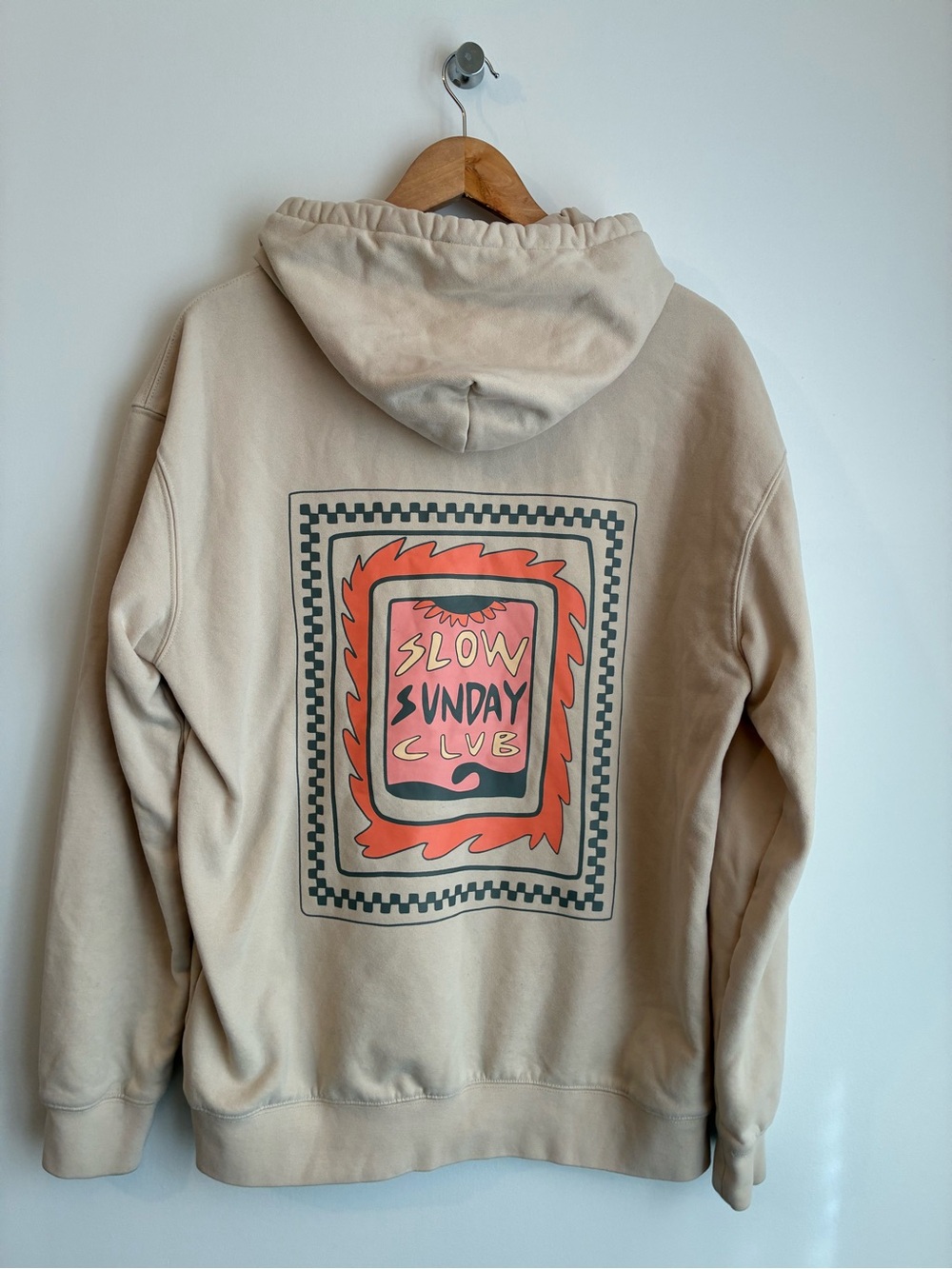 Notice The Reckless Slow Sunday Club Beige Unisex Hoodie Cream